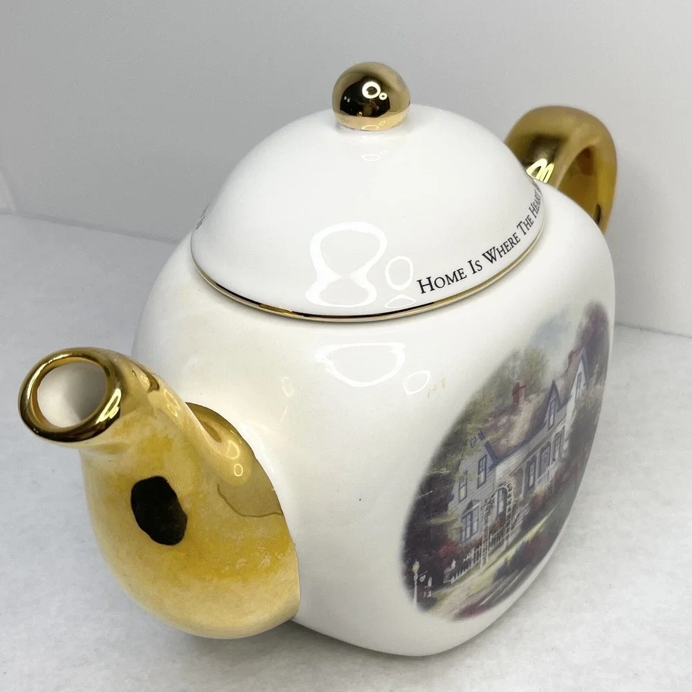 Vintage Thomas Kincade Porcelain Tea Pot Teleflora Gift Home Is‎ Where The Heart